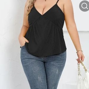 NWT Plus Size Black Ribbed Cami Top Sz 3X